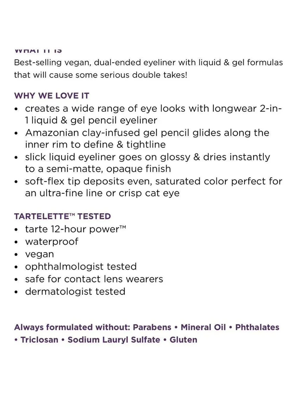 Tarte Double Take Eyeliner in Black - Dual Ended Full Size